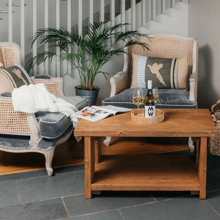 Enhance your living space with Colbury Handmade Rustic Coffee Table. Featuring a storage shelf underneath, crafted from solid wood for durability.