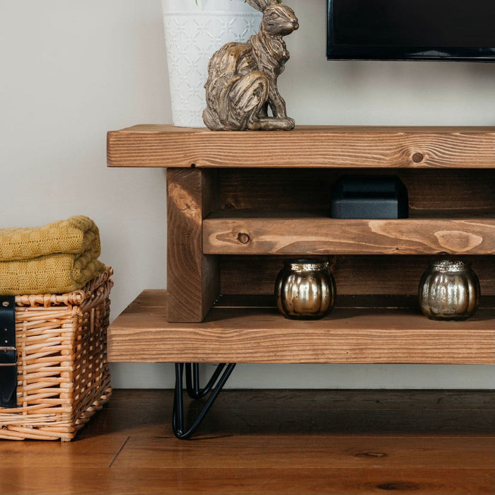 Handmade Solid Wood Rustic Blissford Extra Wide Tv Unit