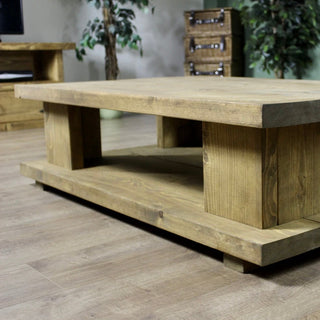 Enhance your living room with the Lepe Handmade Rustic Coffee Table featuring a convenient drawer. Crafted from solid wood, this rustic coffee table adds warmth and character to your home decor.