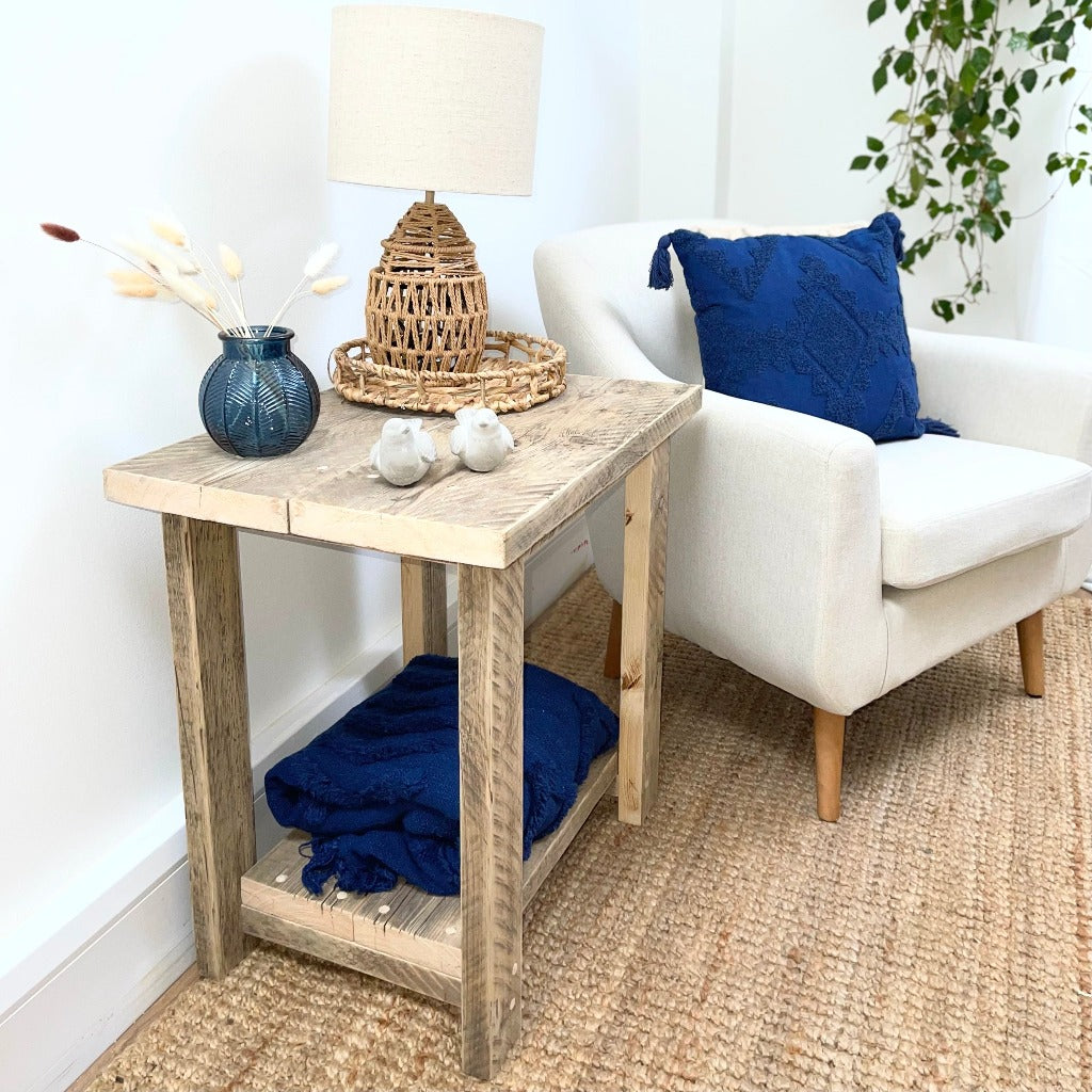 Rustic wood online accent table