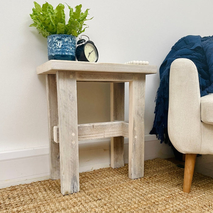 Reclaimed Solid Wood Ryde Wooden Stool | Small Side Table