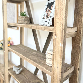 Step into sustainable sophistication with the Winford Large Solid Wood Reclaimed Bookcase, a rustic storage masterpiece for your home library or living space.