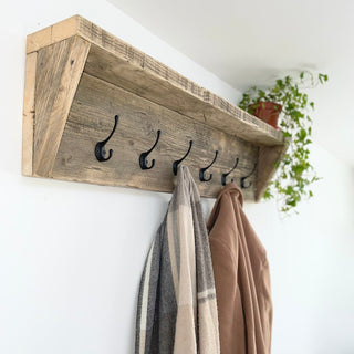 Bolton Solid Wood Reclaimed Coat Rack with Shelf – Rustic Dreams