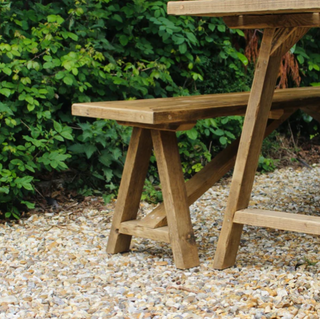 Elevate your dining experience with the Harlow Reclaimed Solid Wood Dining Bench. Crafted from reclaimed wood, matching table available.