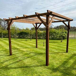 Introducing the Wooden Eco Pergola: Transform your outdoor space sustainably with this natural wood structure, offering both shade and style for your garden or patio.
